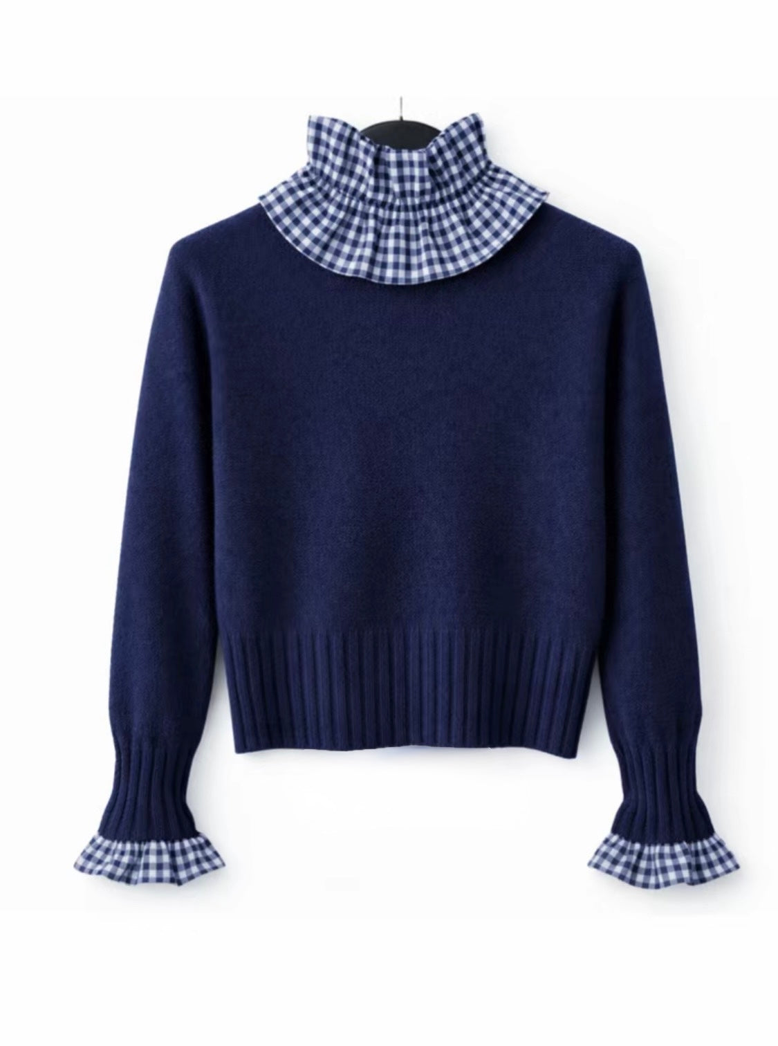 Cuello + Puños Vichy - Azul Marino