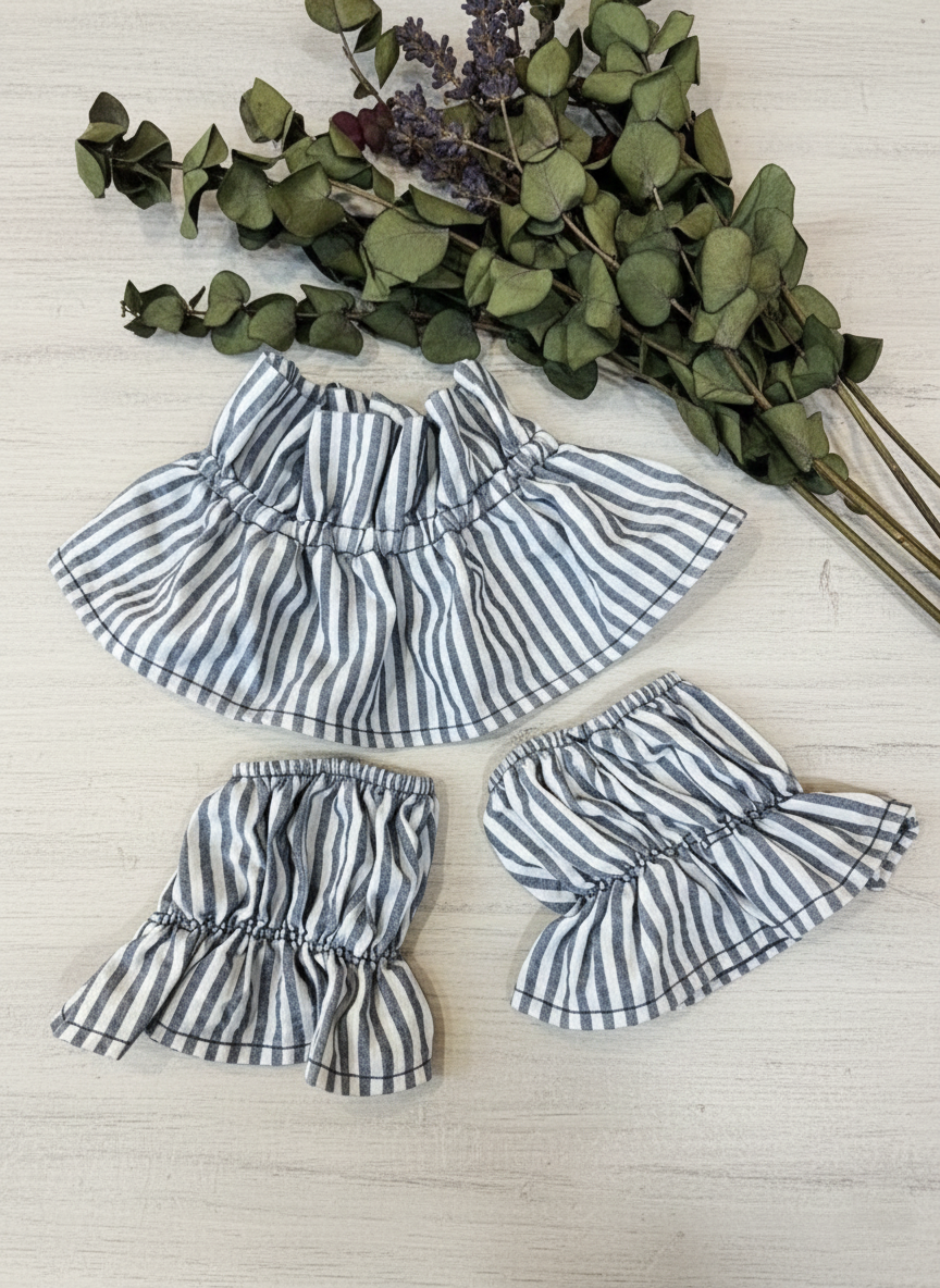 Cuello + Puños Rayas - Azul