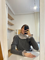 Cuello + Puños Rayas - Marrón grisáceo