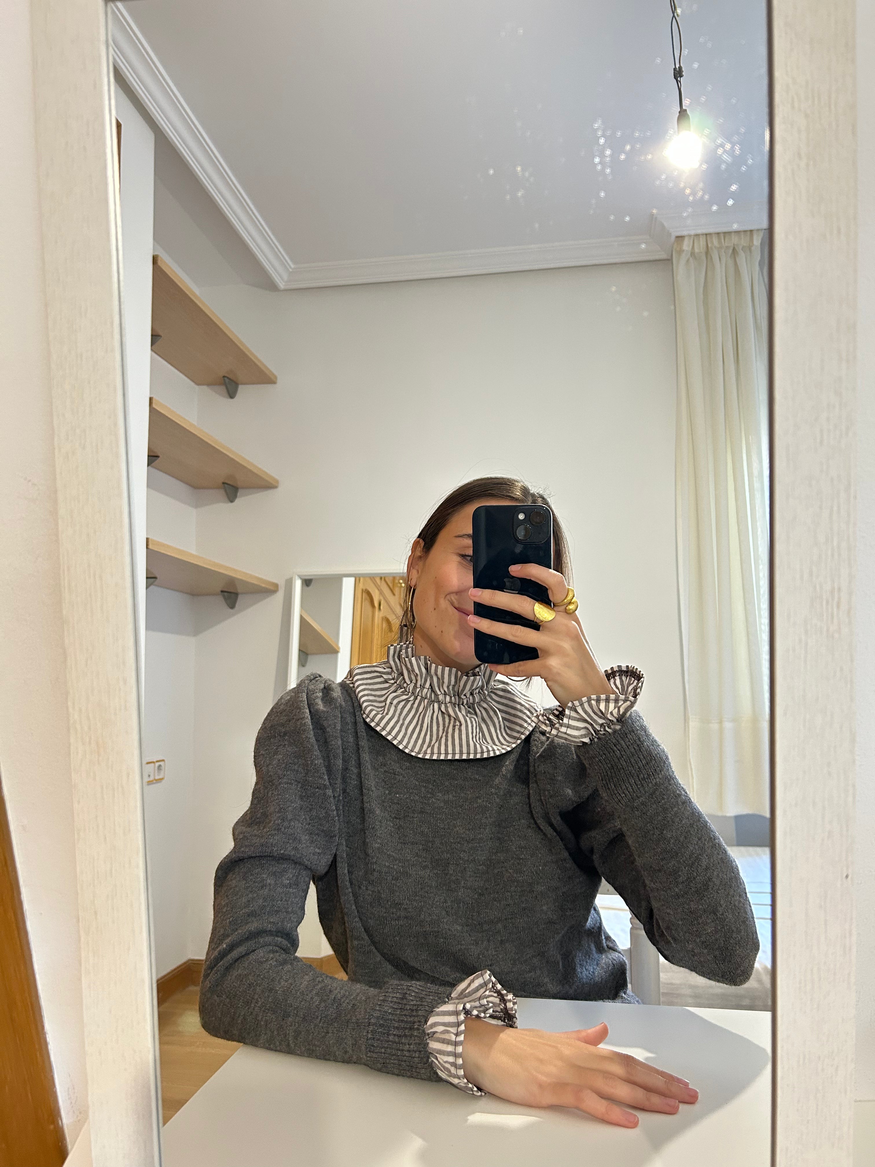 Cuello + Puños Rayas - Marrón grisáceo