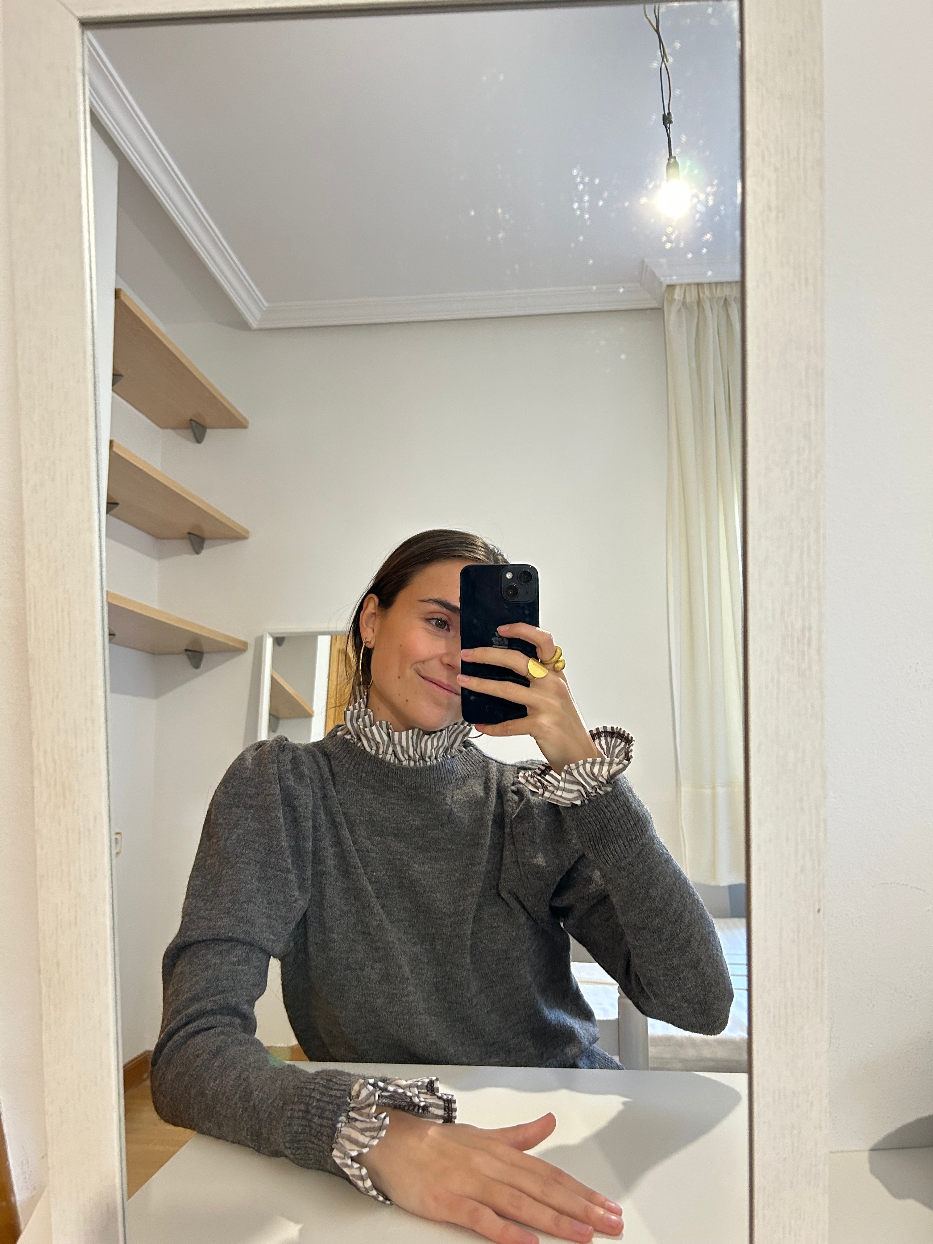 Cuello + Puños Rayas - Marrón grisáceo