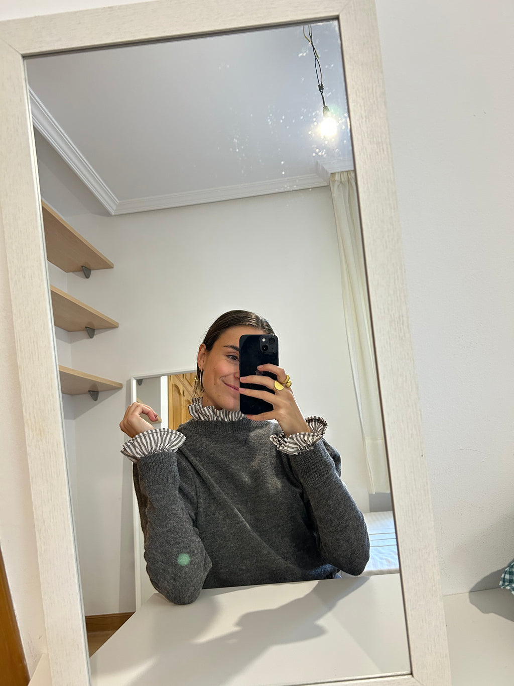 Cuello + Puños Rayas - Marrón grisáceo