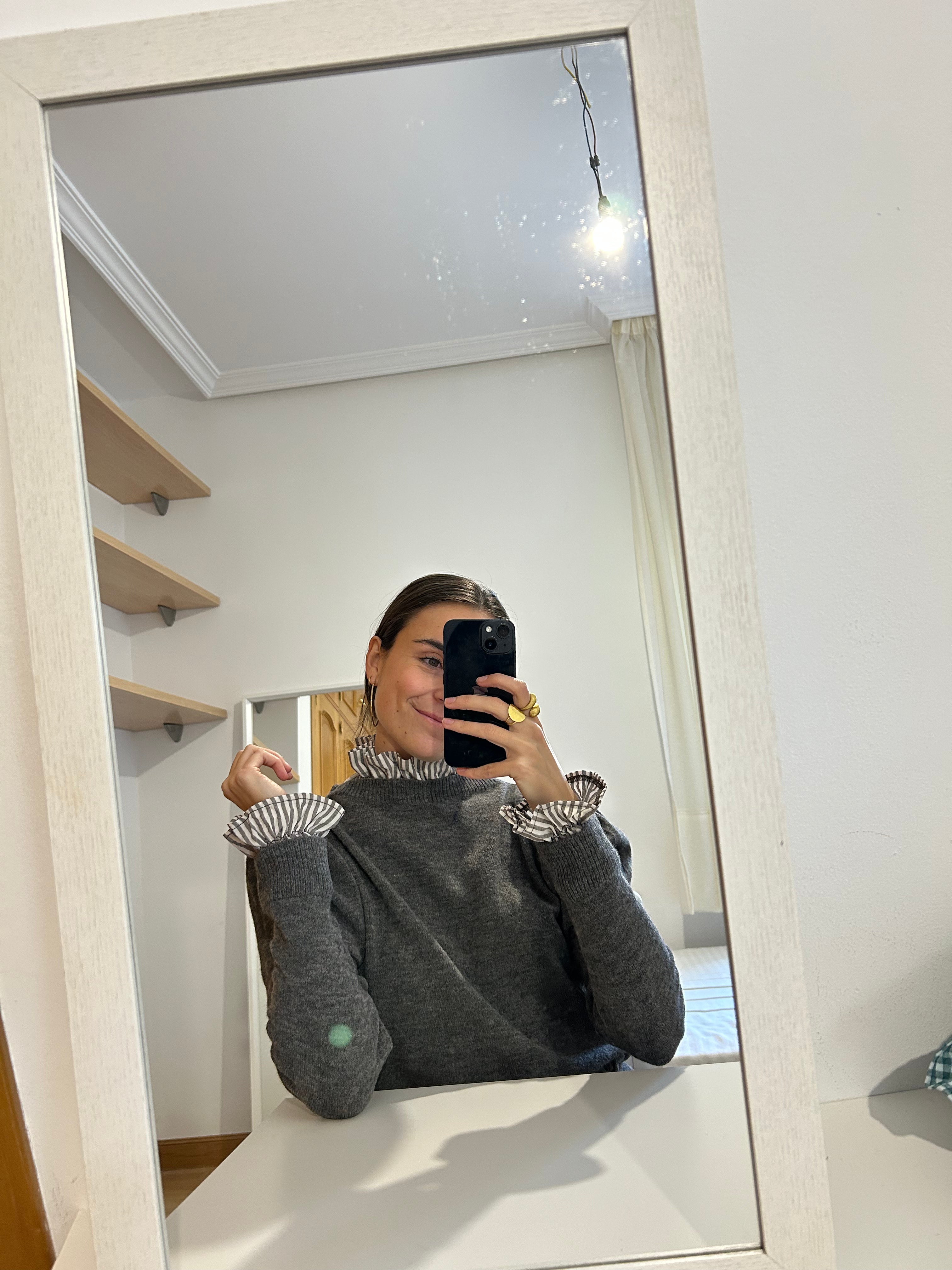 Cuello + Puños Rayas - Marrón grisáceo