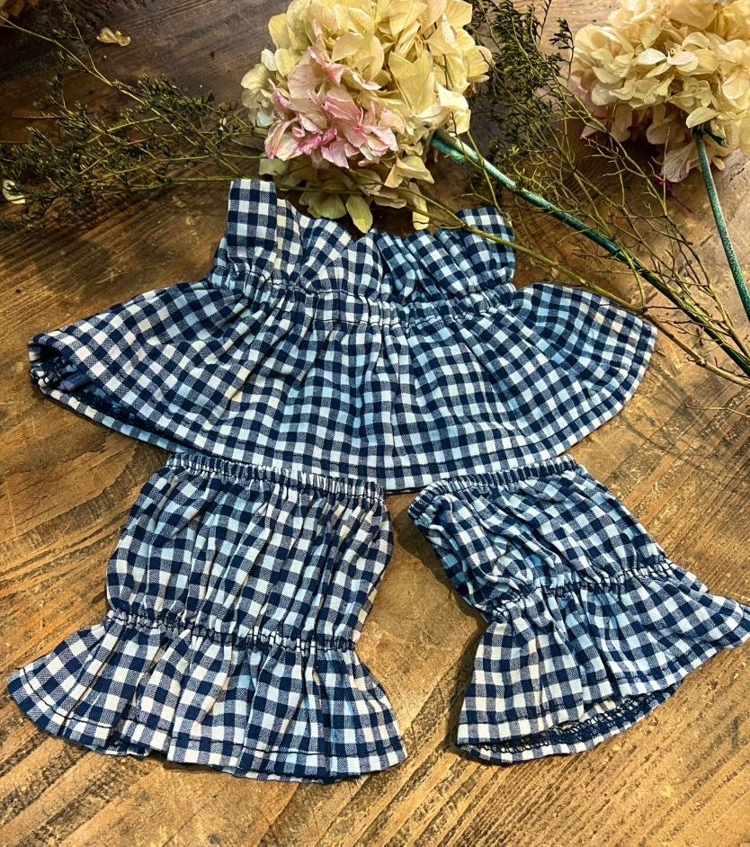 Cuello + Puños Vichy - Azul Marino