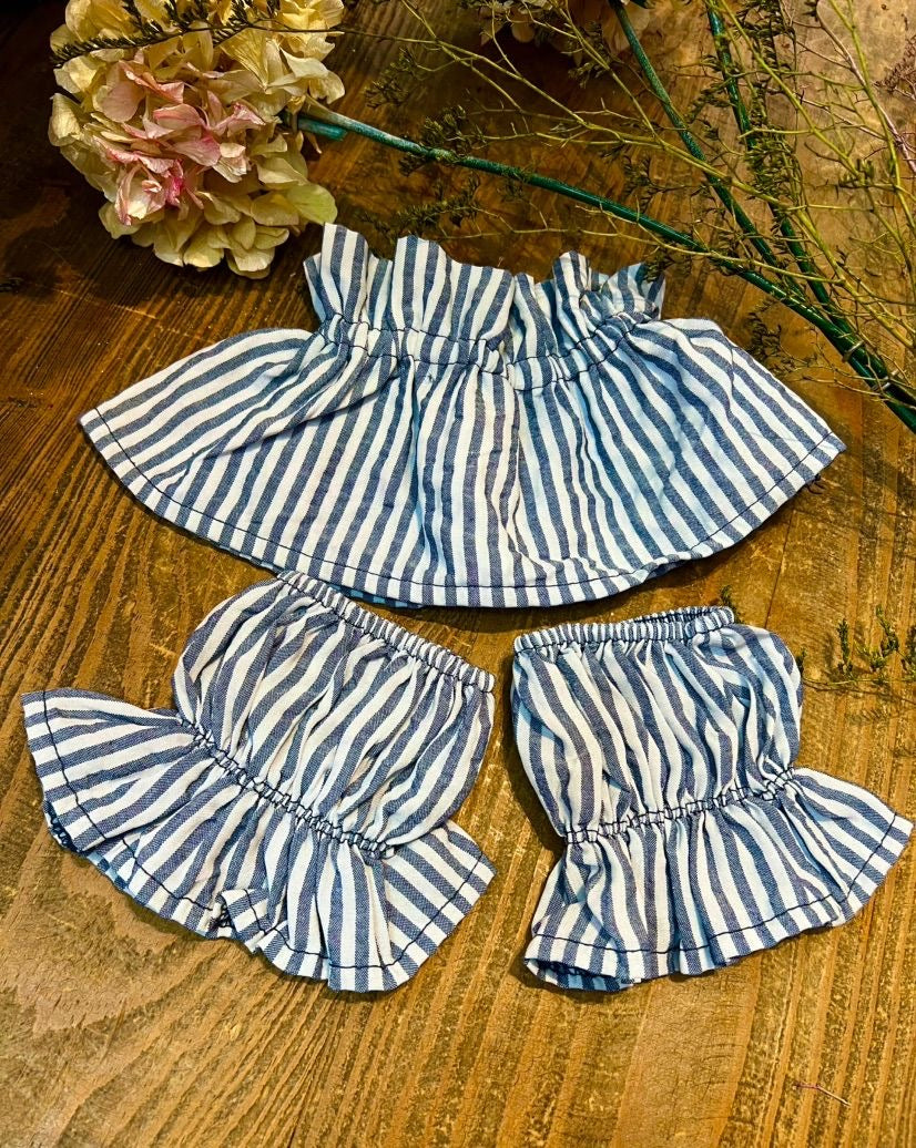 Cuello + Puños Rayas - Azul Marino